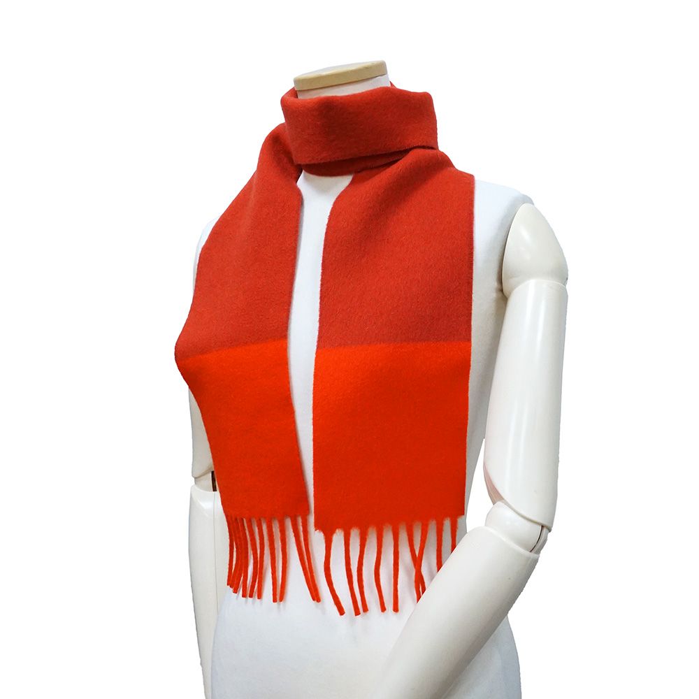 エルメス アリュメット カシミヤ 100％ バイカラー オレンジ レッド