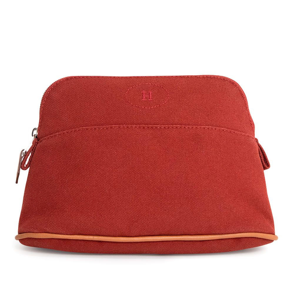 HERMES エルメス ポーチ ボリードポーチPM ボルドー系 コットン100％ レディース シルバー金具 美品【本物保証】 エルメス ボリードポーチ 20 ミニ 化粧 コスメ コットン100％ ルージュ