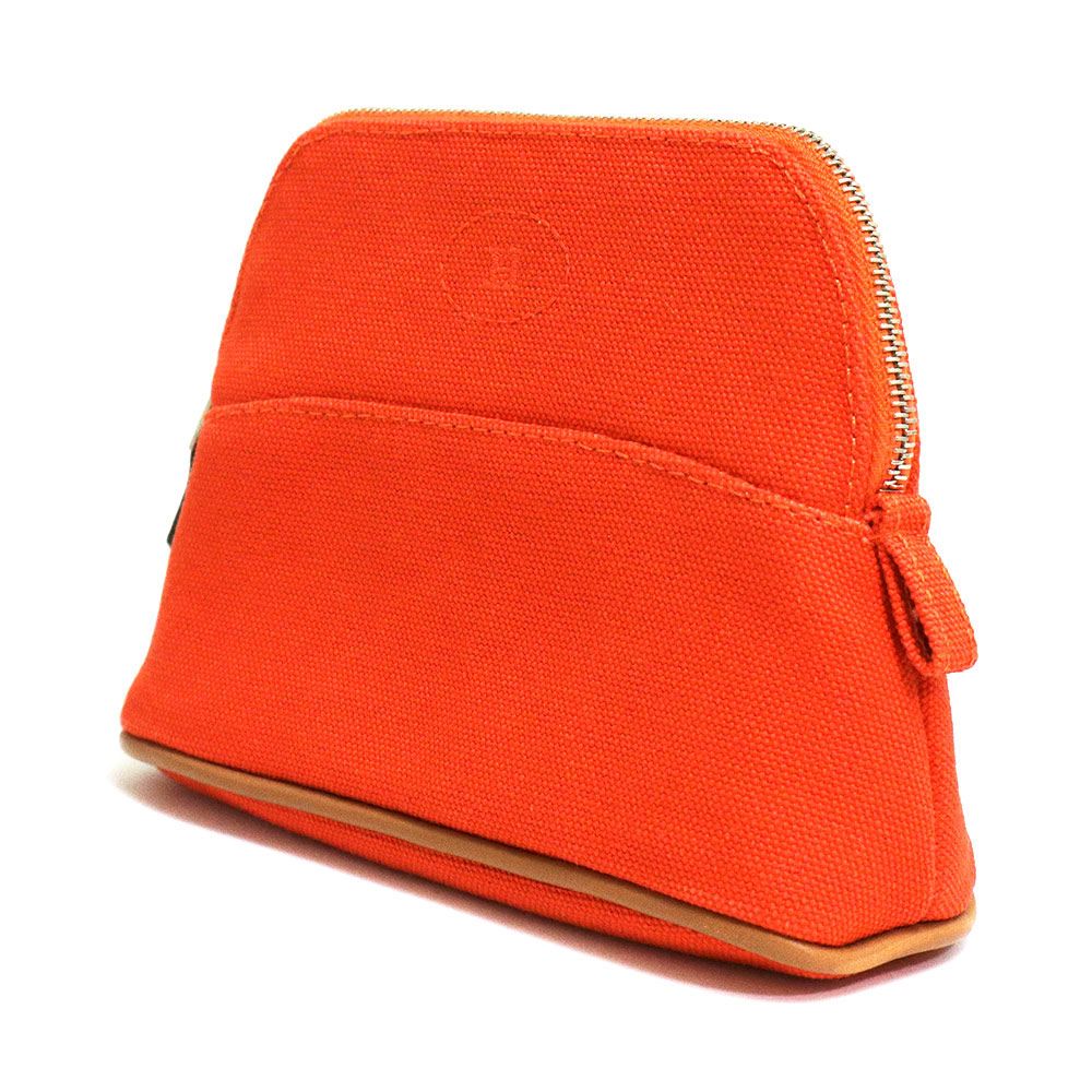 （新品・未使用品）エルメス HERMES ボリード 16 ミニミニ 化粧ポーチ コットン100％ キャンバス マスタード イエロー シルバー金具 箱付 エルメス ボリード 16 ミニミニ コットン100％ オレンジ フー 化粧