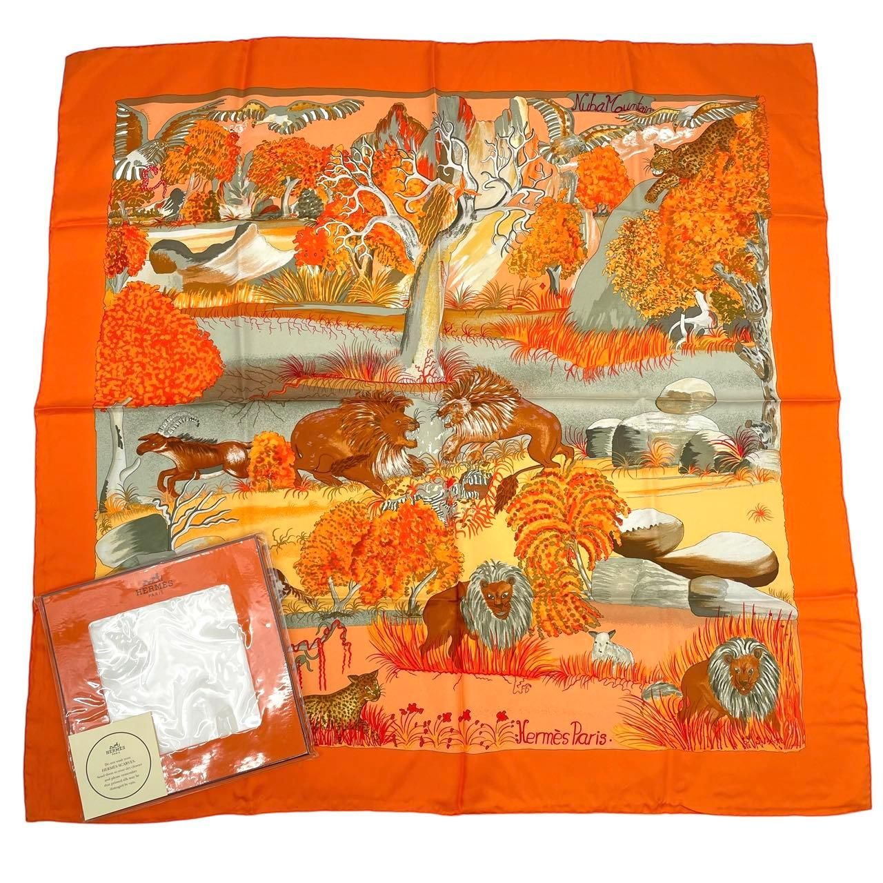 未使用品 HERMES エルメス カレ90 スカーフ シルク100％ Nuba Mountain 