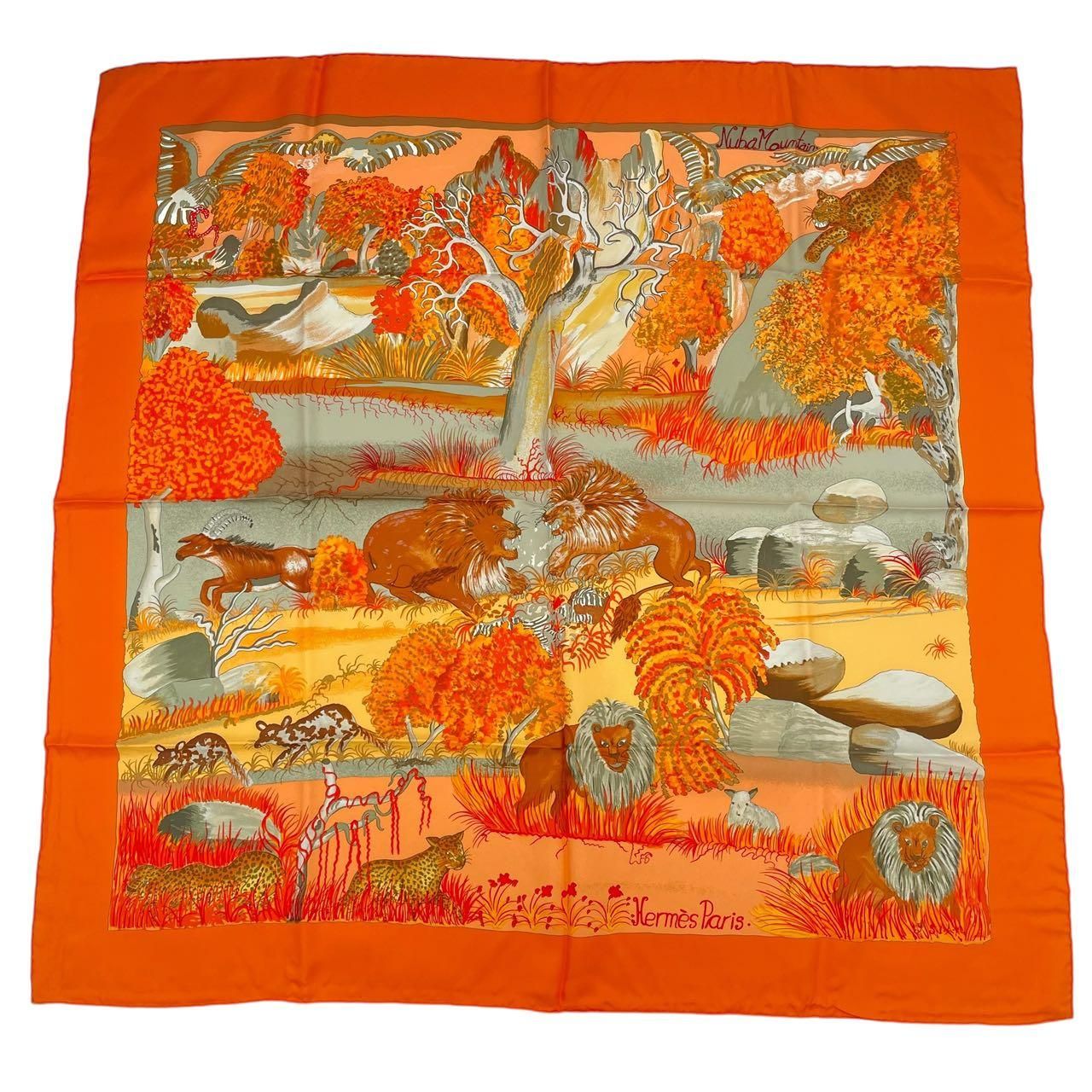 未使用品 HERMES エルメス カレ90 スカーフ シルク100％ Nuba Mountain 