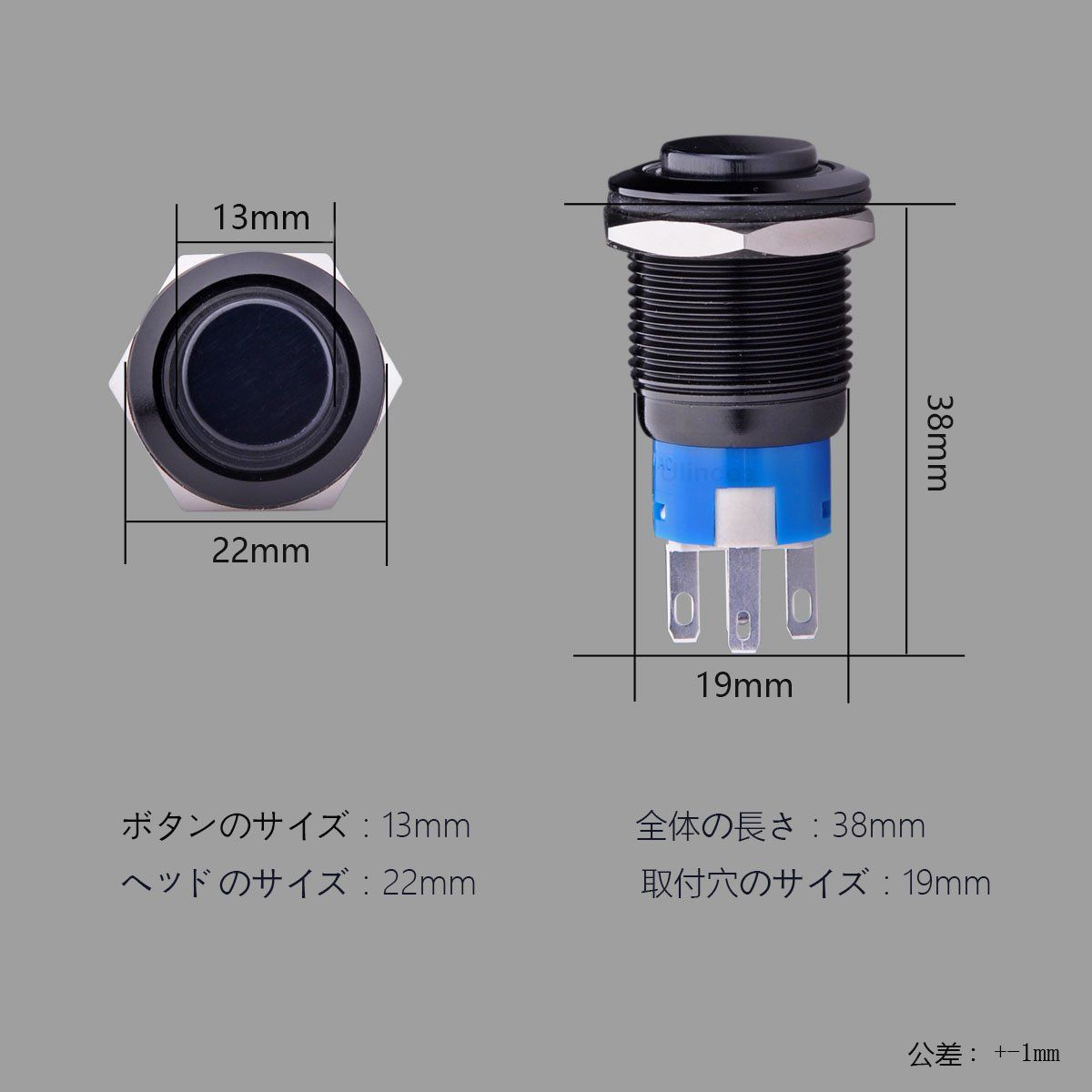 新品 押しボタンスイッチ U19C2 オルタネート型 1NO1NC SPDT ON/OFF シルバーステンレススチール 12V LED 19mm (白 ブラック)