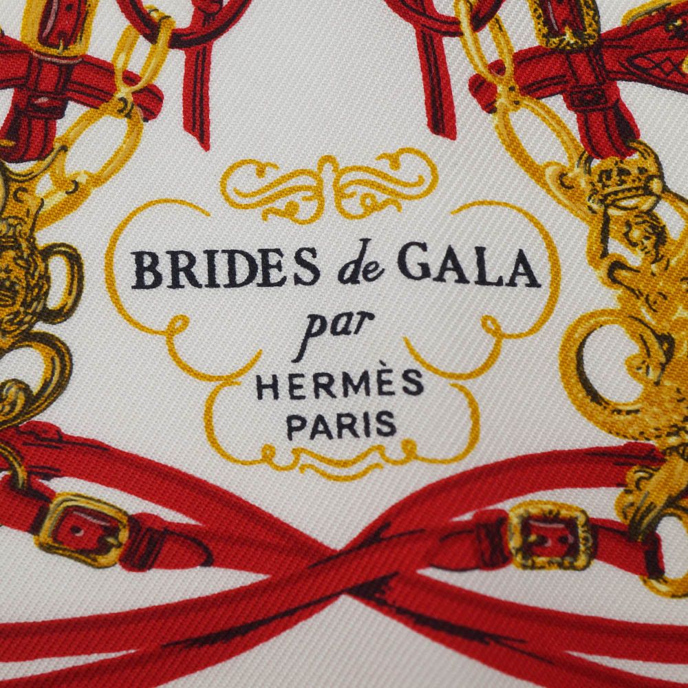 栄】エルメス ナノカレ20 BRIDES de GALA レッド ホワイト シルク100