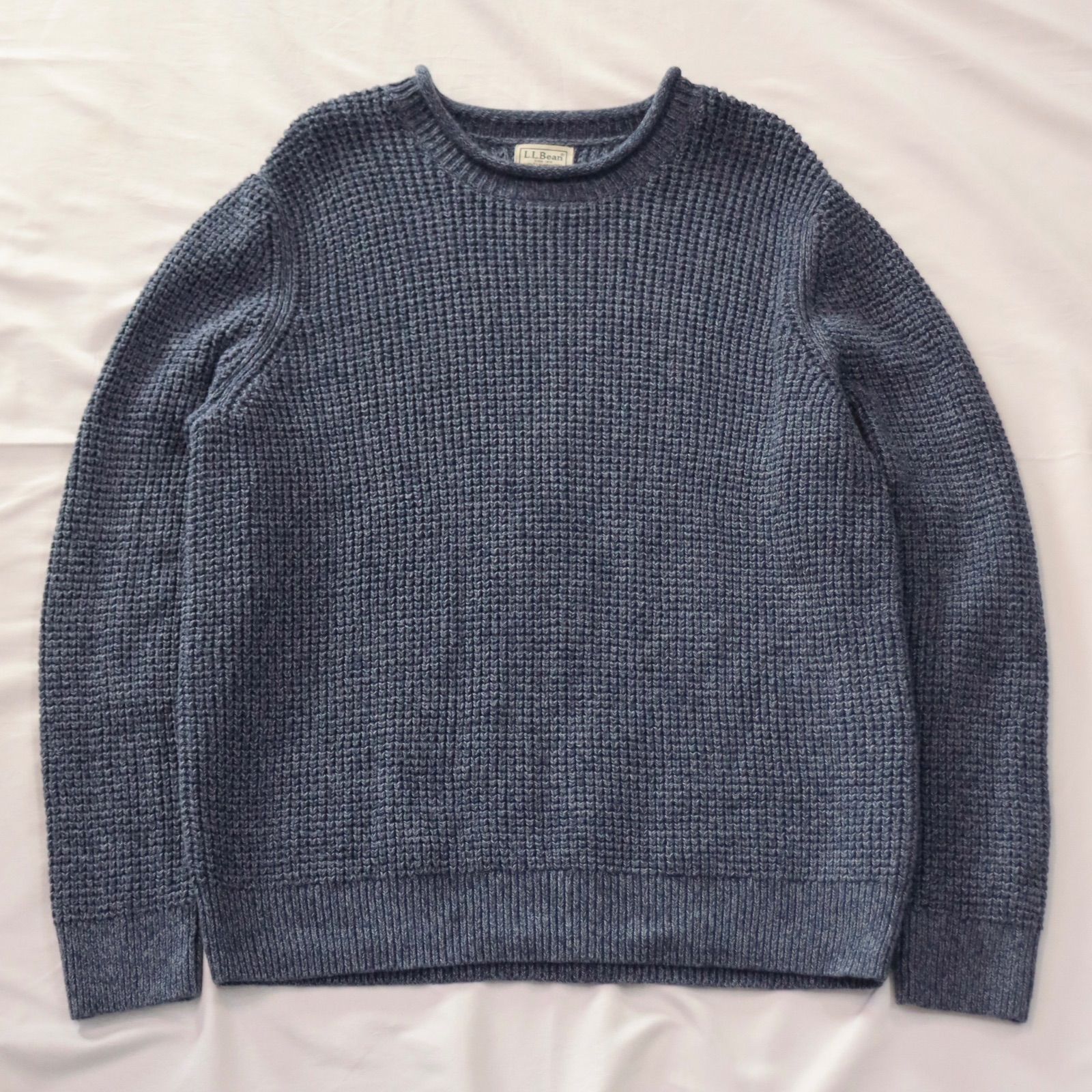 L.L.Bean コットンニット ロールネック メランジ ベージュ系 M 古着 