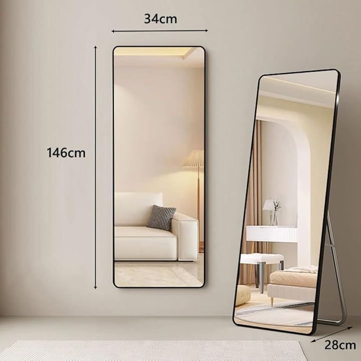 Easmostend 姿見鏡 全身鏡 ミラー スタンド鏡 完成品 壁掛けミラー 幅