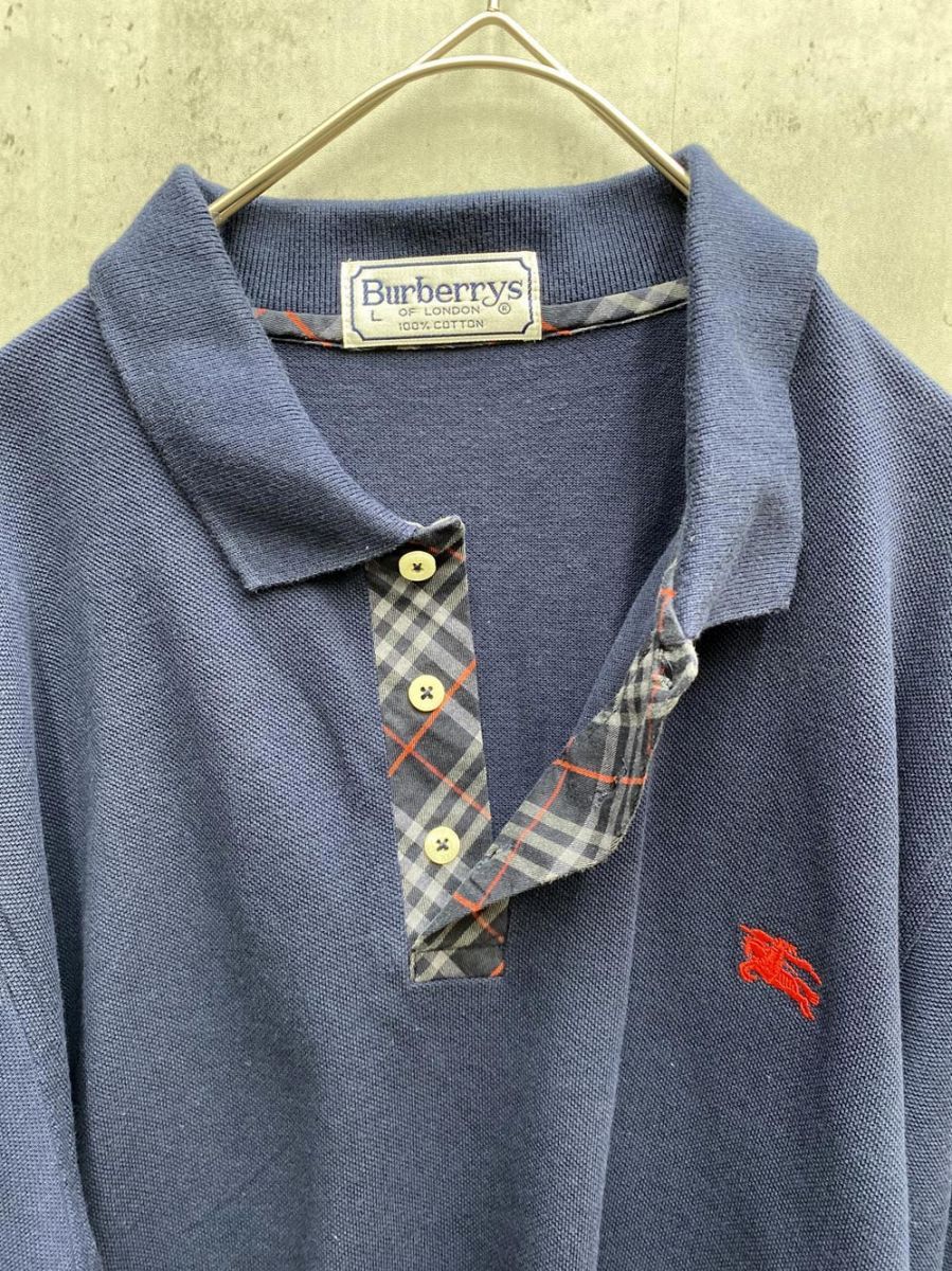 burberrys バーバリーズ ノバチェック 刺繍 ポロシャツ sizeL/ネイビー