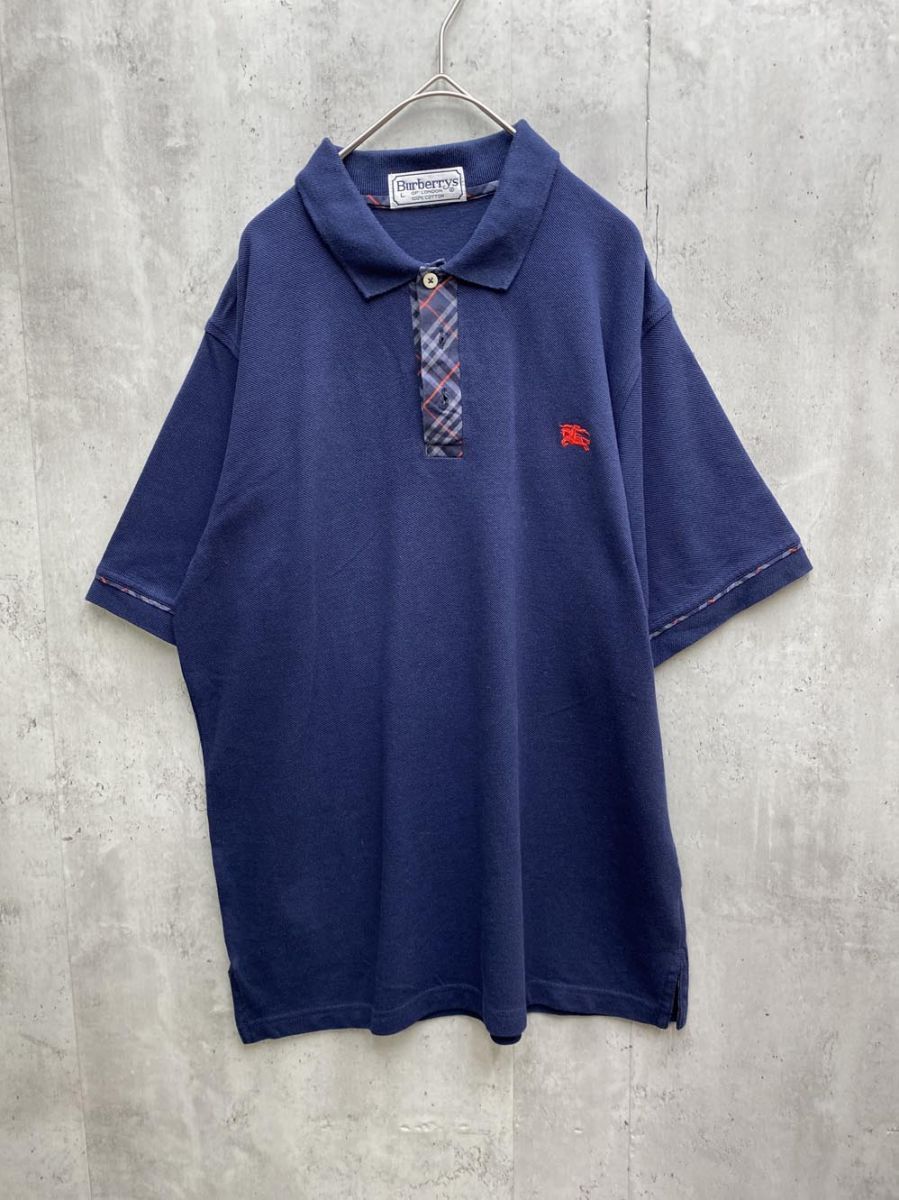 burberrys バーバリーズ ノバチェック 刺繍 ポロシャツ sizeL/ネイビー
