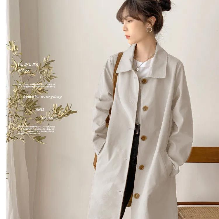 ステンカラーコート スプリングコート レディース ロングコート ミドル