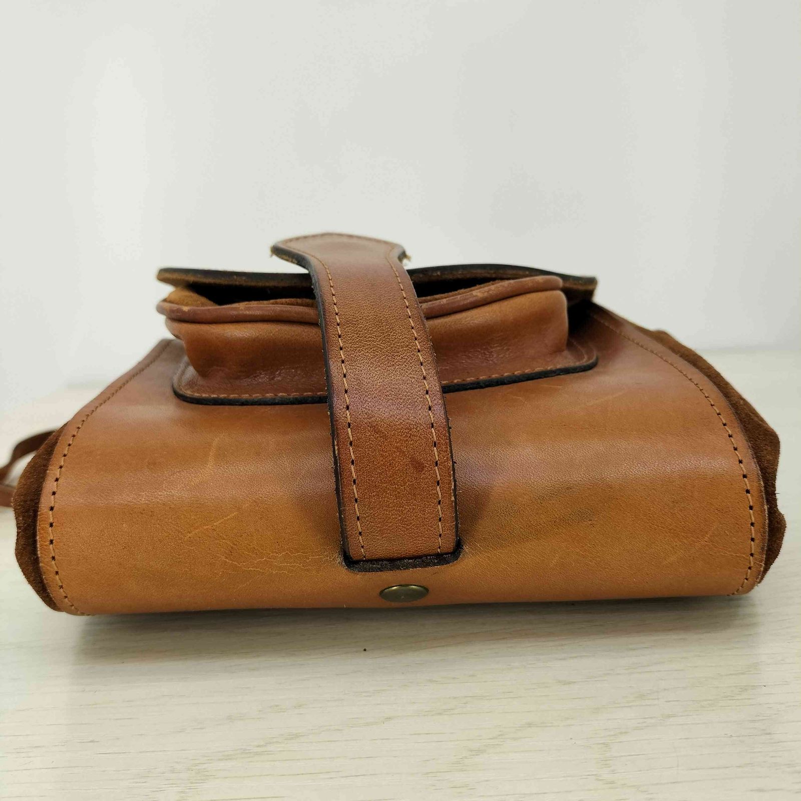 ユーズドフルギ USED古着 レザー スエード切替 変形 ショルダーバッグ