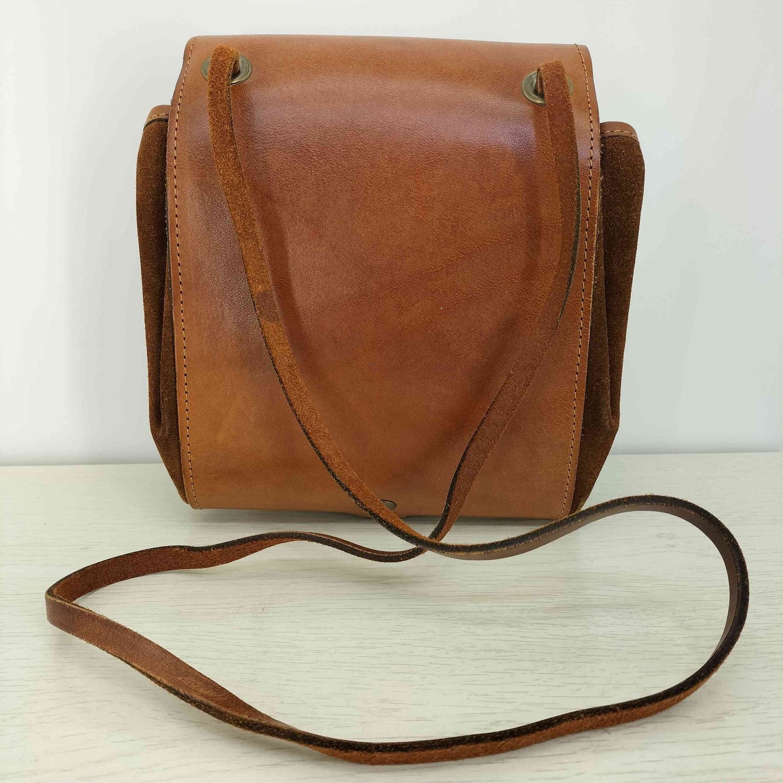 ユーズドフルギ USED古着 レザー スエード切替 変形 ショルダーバッグ