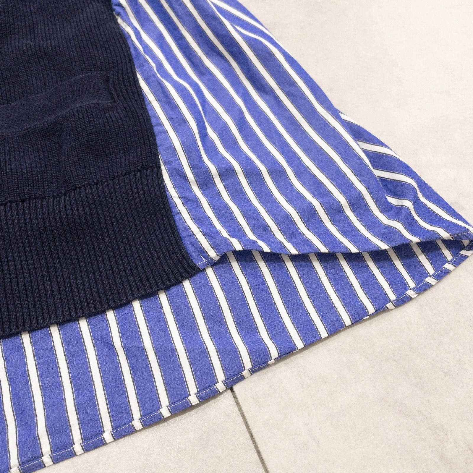 sacai サカイ カーディガン シャツ ストライプ 切替 異素材 ドッキング