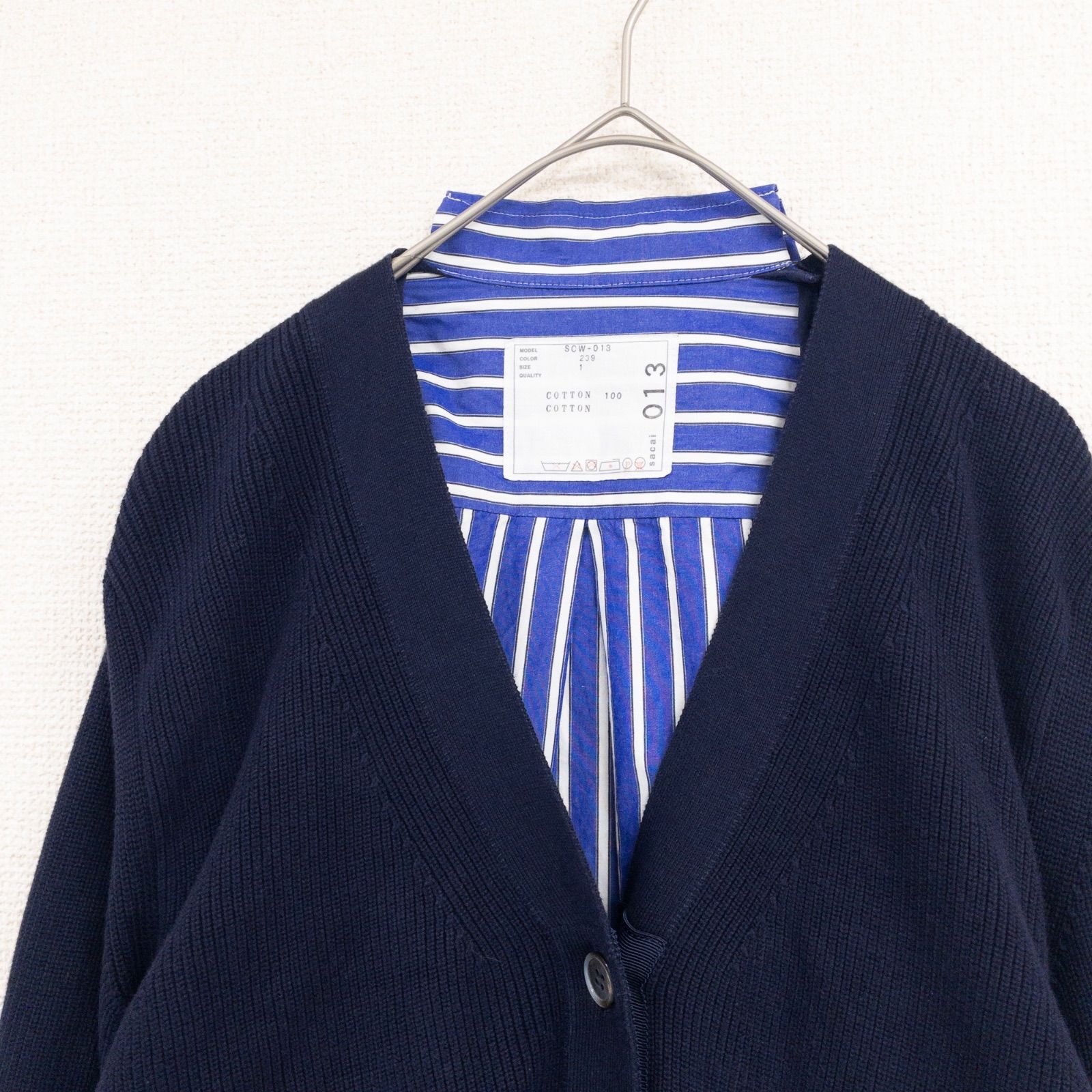 sacai サカイ カーディガン シャツ ストライプ 切替 異素材 ドッキング