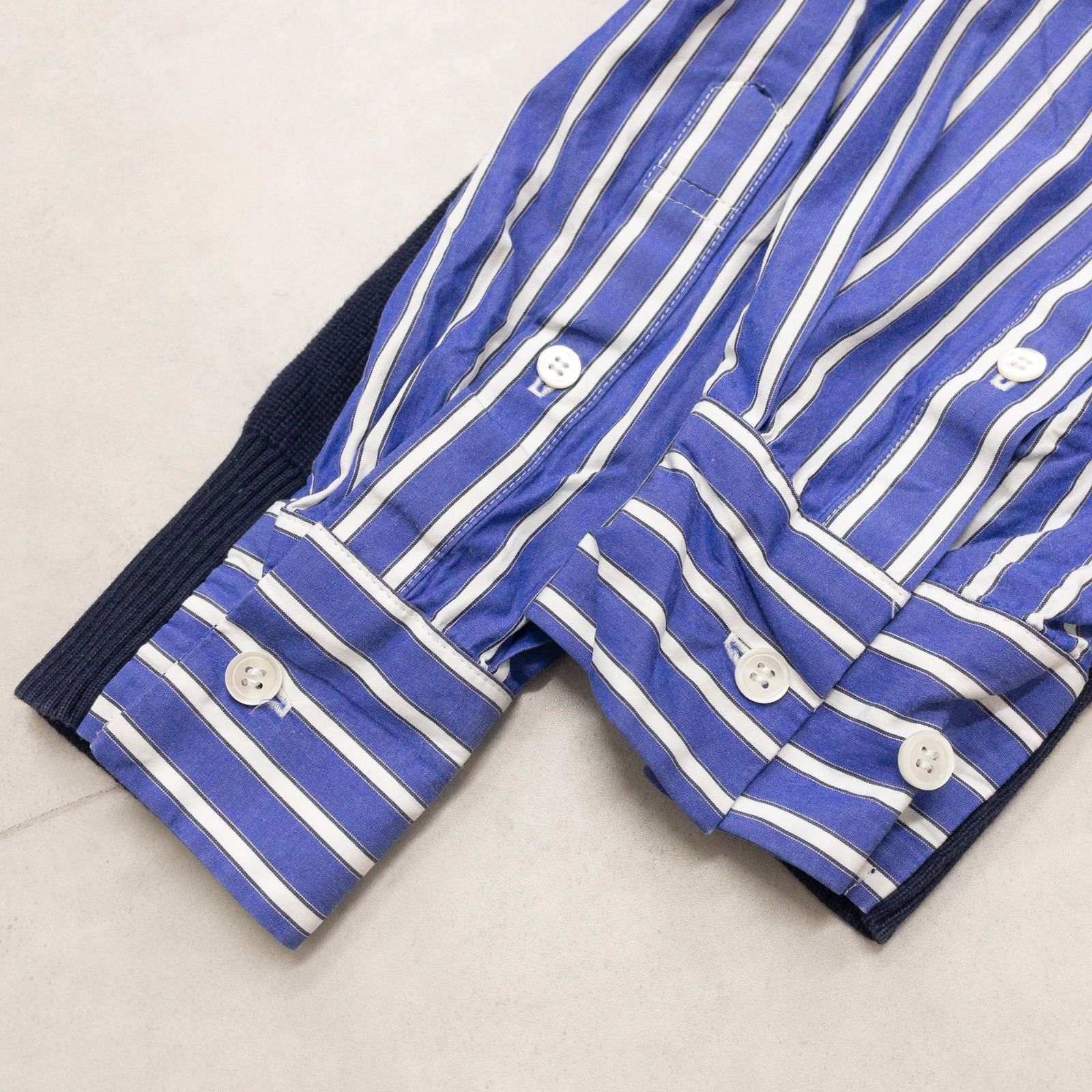 sacai サカイ カーディガン シャツ ストライプ 切替 異素材 ドッキング