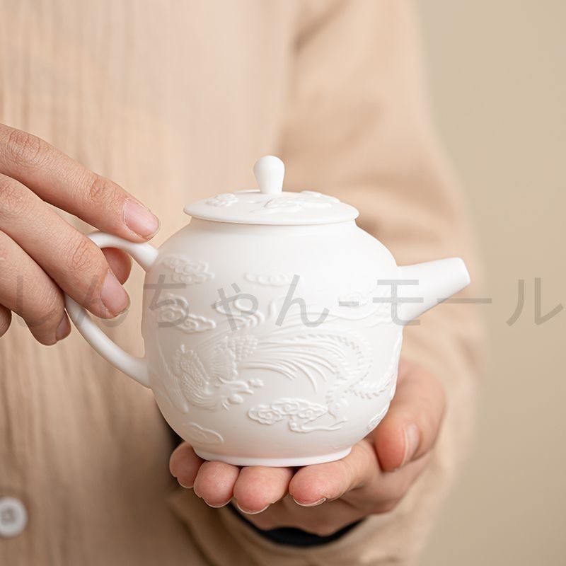 新品・未使用】 白磁 龍鳳茶壺 茶道具茶器 煎茶道具 美術品 工芸品