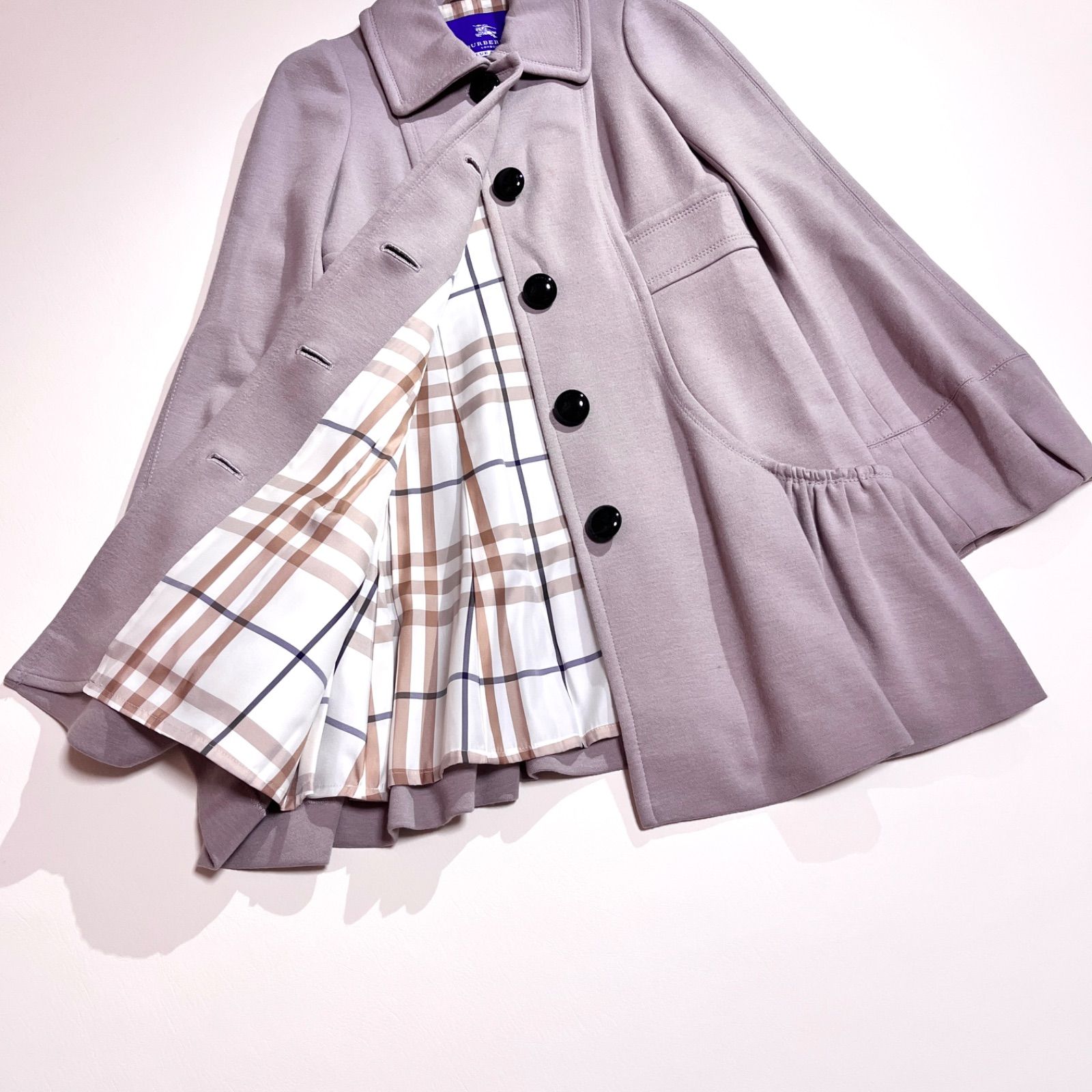 cY20 BURBERRY BLUE LABEL バルーンコート ボリューム袖 ウールコート