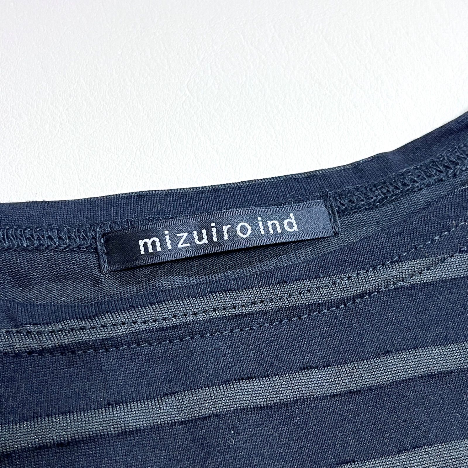 cY08 mizuiro ind 2024 ボーダー カットソー 綿 コットン ロングT