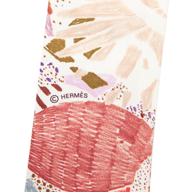 エルメス ツイリー CHACUN FAIT SON NID それぞれの巣作り スカーフ マルチカラー シルク レディース HERMES 【中古】 エルメス ツイリー Chacun Fait Son Nid それぞれの巣作り ホワイト