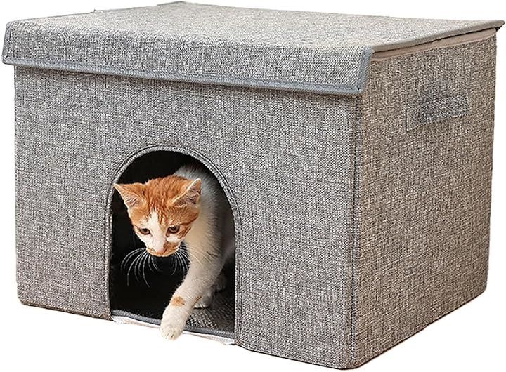 CAWKAY ペットハウス 折りたたみ 猫ハウス 冷感シーツ 保冷シート 冷えマット 保冷剤 熱中症対策 暑さ対策 室内 犬小屋 ペット用品 (グレー)