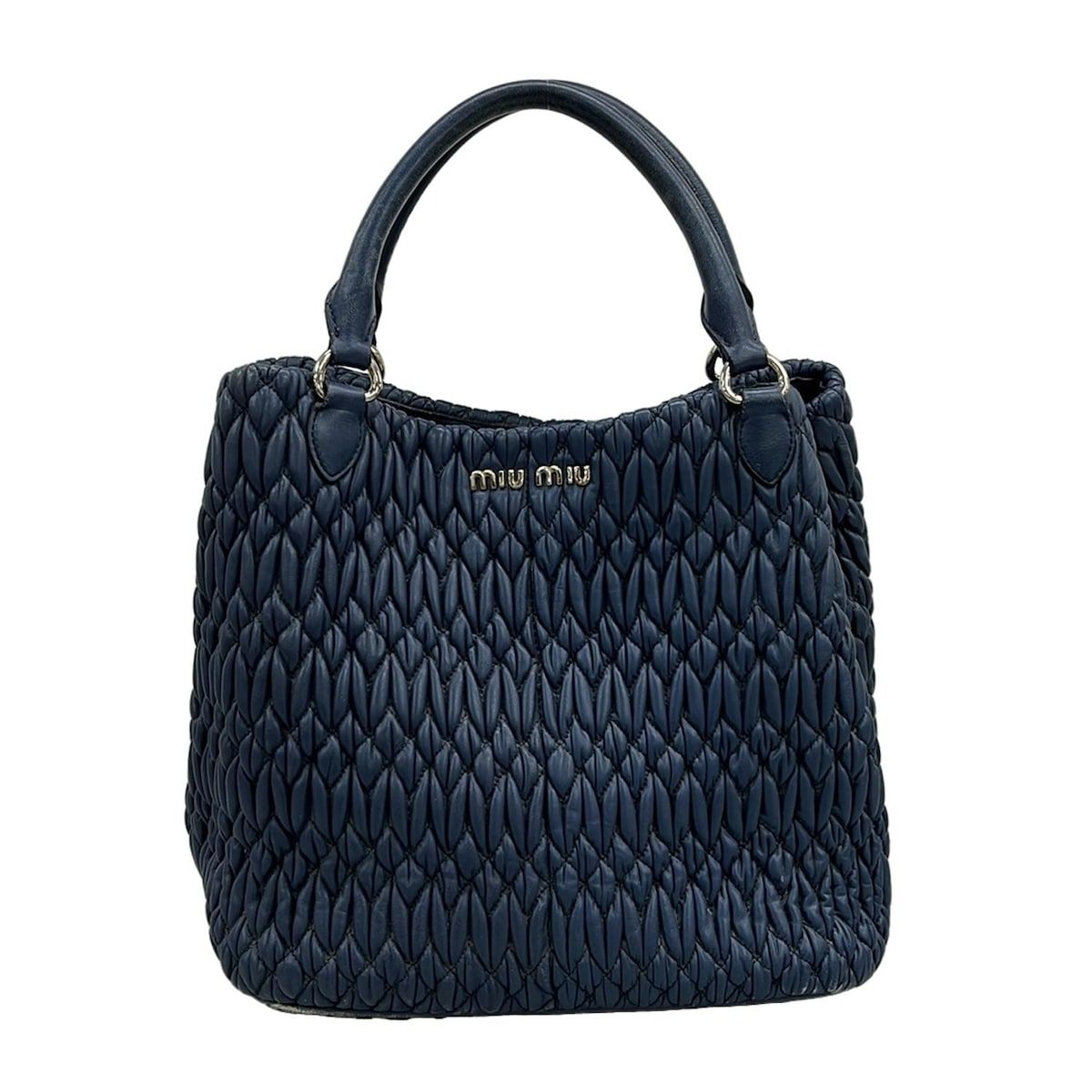 MIU MIU ネイビー本革トートバッグ MIU MIU ネイビー本革トートバッグ miumiu(ミュウミュウ) トートバッグ