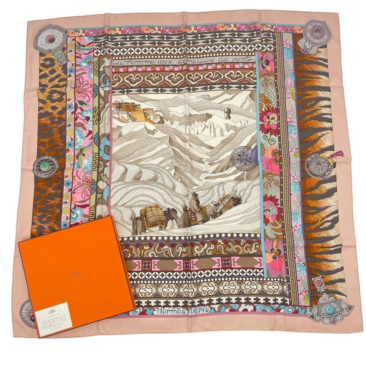 極美品 HERMES エルメス カレ90 スカーフ シルク LA FEMME AUX