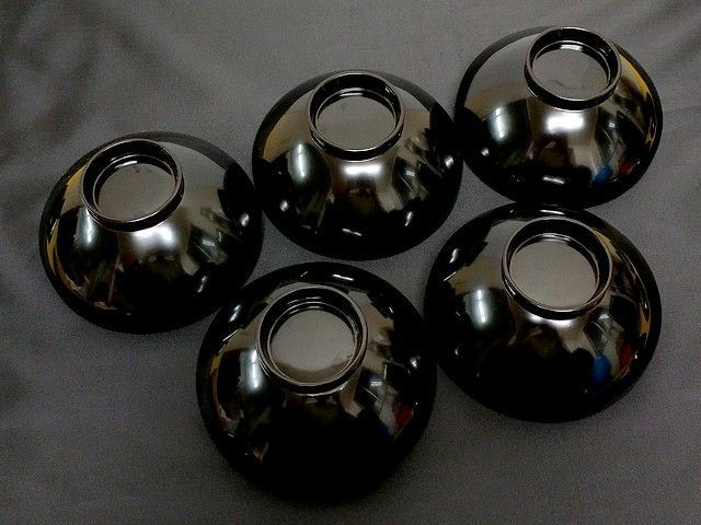木乾漆塗 御吸物椀 5客揃 共箱 蓋付椀 黒塗 漆器 懐石道具 和食器