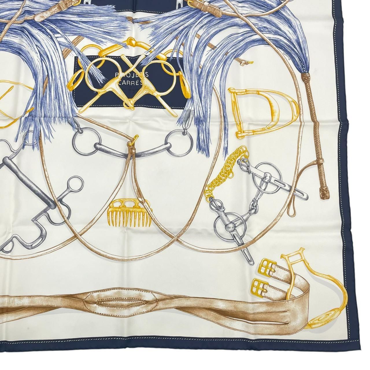 未使用品 HERMES エルメス スカーフ カレ90 シルク Projets Carres au
