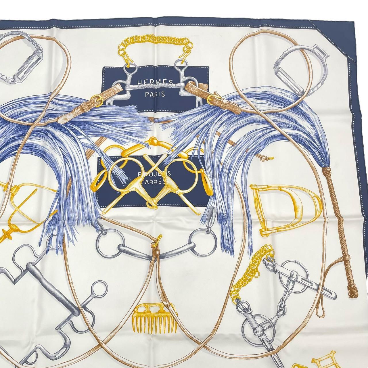 未使用品 HERMES エルメス スカーフ カレ90 シルク Projets Carres au 