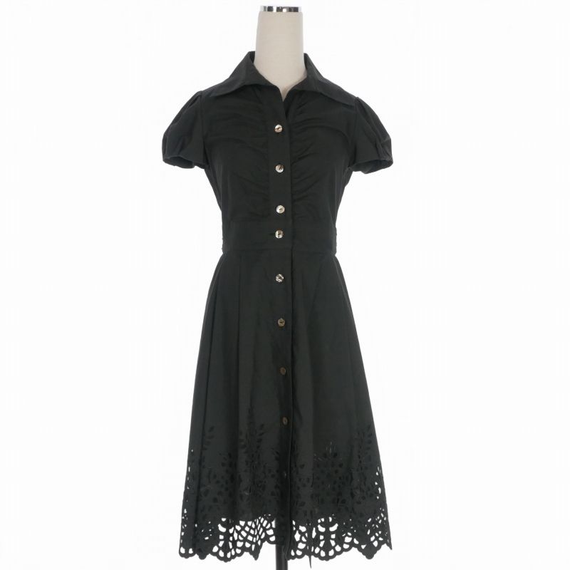 エムズグレイシー M'S GRACY 裾レース シャツワンピース ドレス 半袖