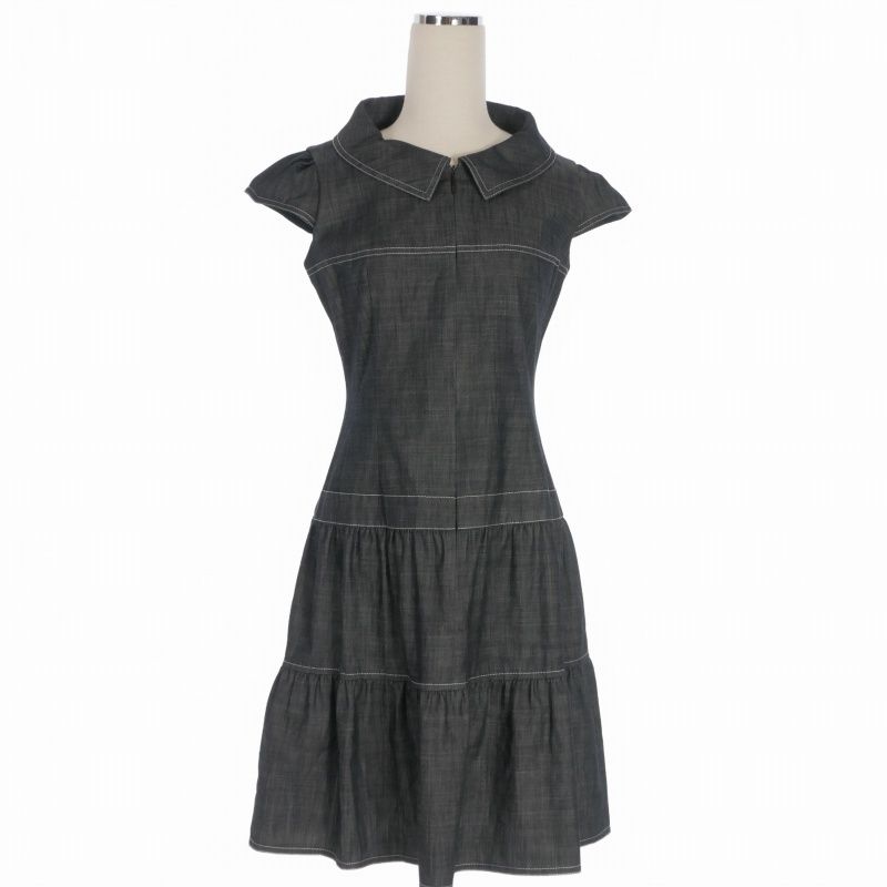 ルネ Rene フレンチスリーブ ワンピース ドレス 34 ブラック 黒