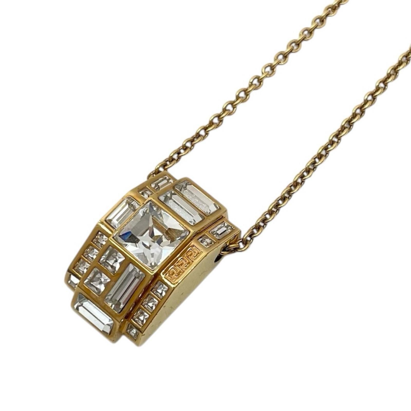 【中古】VERSACE | ヴェルサーチ クリスタルローズウィンドウ　ネックレス ゴールド【尾張小牧店】 中古】VERSACE | ヴェルサーチ クリスタルローズウィンドウ ネックレス