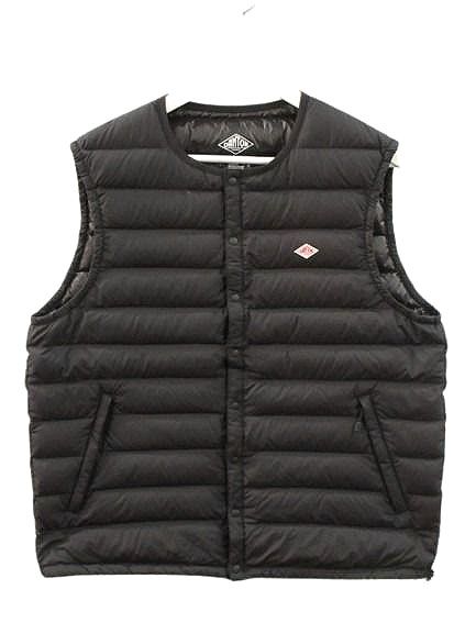 DANTON 黒 ダウンベスト キルティング ダントン DANTON クルーネック キルティング インナーダウンベスト DT