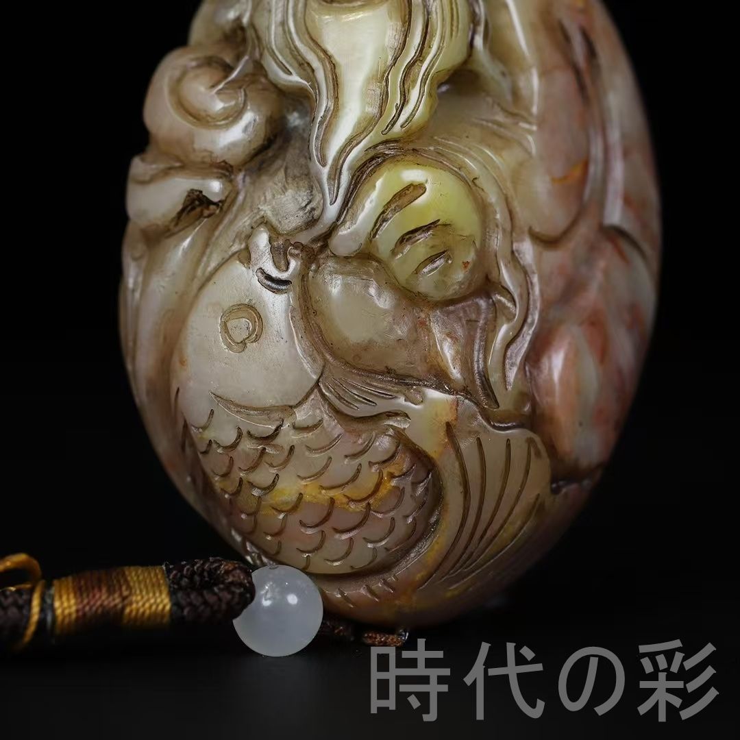 寿山 芙蓉石 巧彫 漁翁 手握り件】風雅逸品 篆刻 印材 彫刻 印鑑 印章