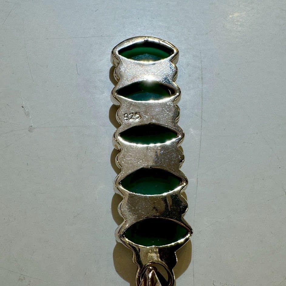 ヴィンテージ☆ ☆カフス☆925S刻印☆ストーン☆グリーン OSCAR カフスボタン タイピン セット グリーンストーン MADE IN JAPAN