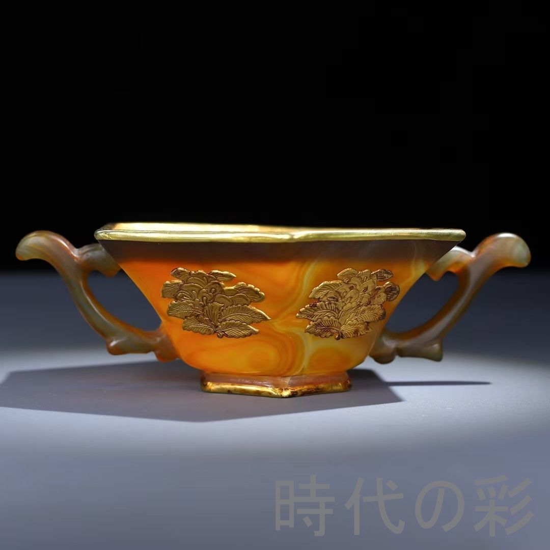 中国古美術 天然瑪瑙嵌 銅製菓子碗 供物器 描金 茶道具 古置物 古賞物 古擺件 中国古美術 天然瑪瑙嵌 銅製菓子碗 供物器 描金 純銅製 茶席用 観賞用