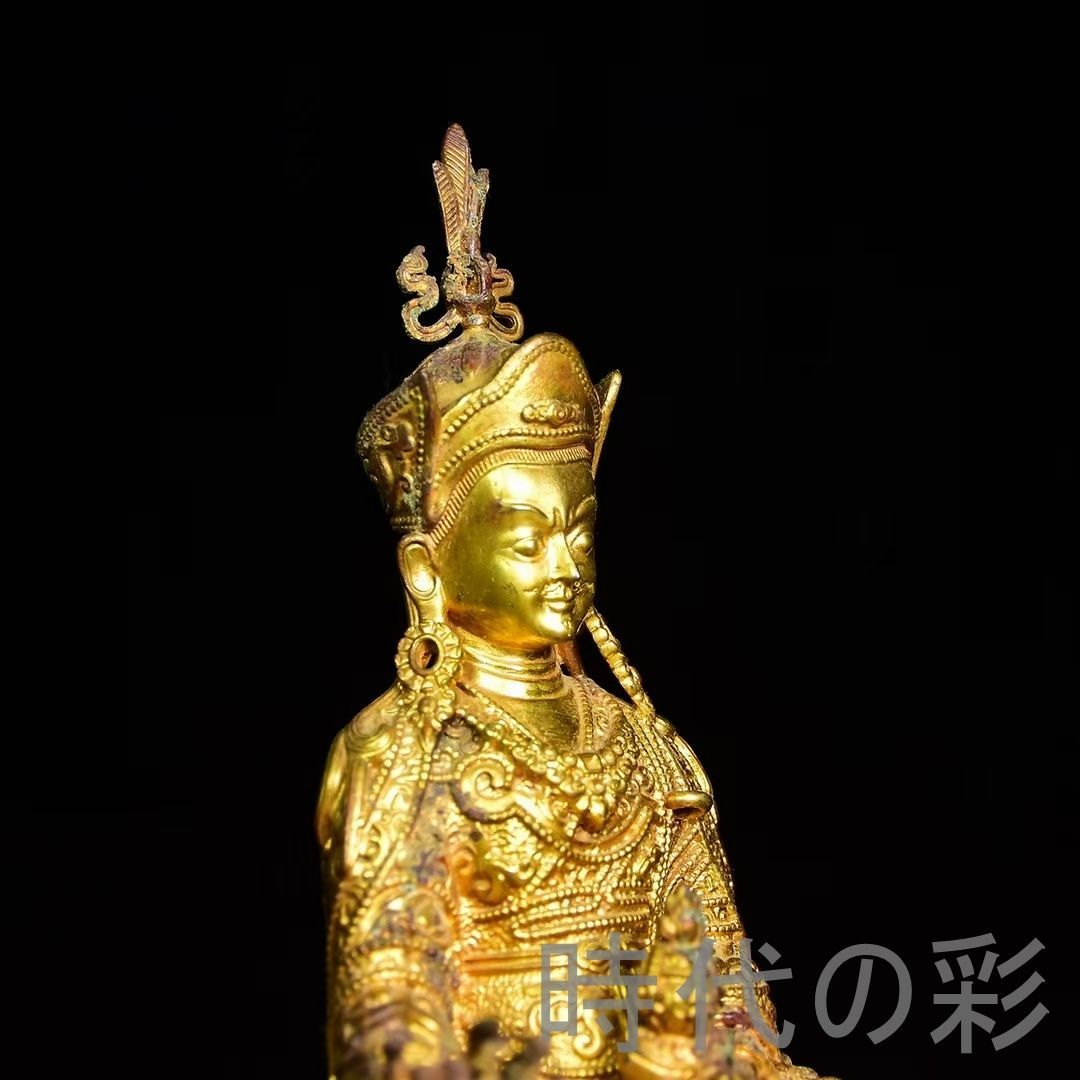 中国古美術 鍍金銅 描金 純銅製 仏像 出土風 仏教美術 観賞用 伝統彫刻 