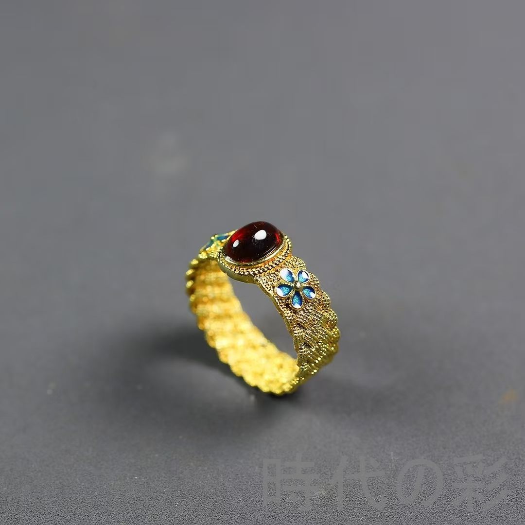 中国古美術 鍍金銅 描金 純銅製 景泰藍 装身具一式 工芸品 観賞用 収蔵 
