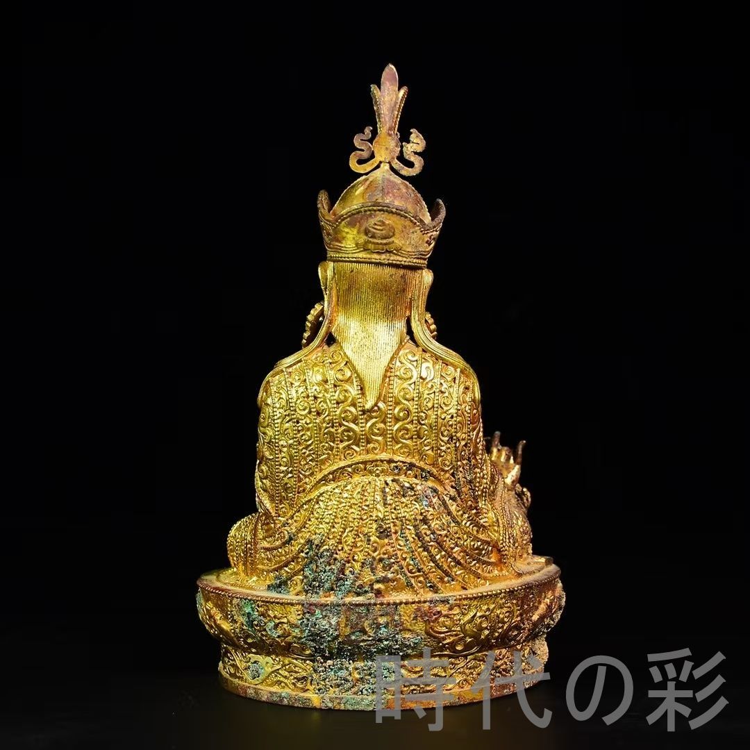 中国古美術 鍍金銅 描金 純銅製 仏像 出土風 仏教美術 観賞用 伝統彫刻