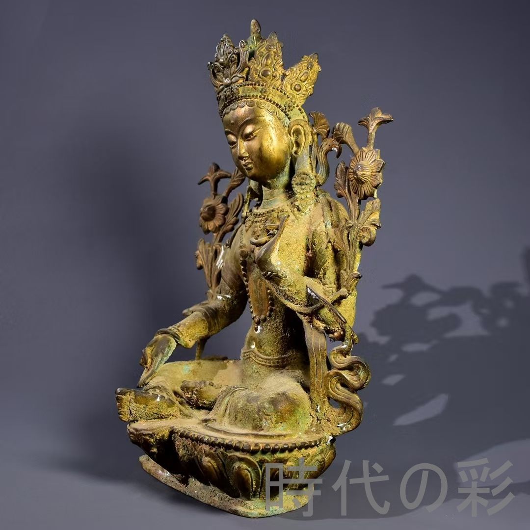 中国古美術 蔵伝仏像 鍍金銅 描金 純銅製 古仏 密教美術 観賞用 細工