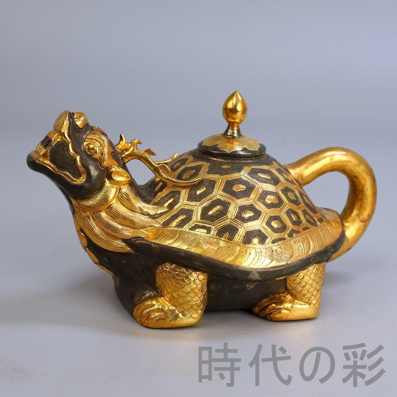 中国古美術 鍍金銅製 鏨刻酒器揃 描金 純銅製 茶酒兼用 宴席用 伝統