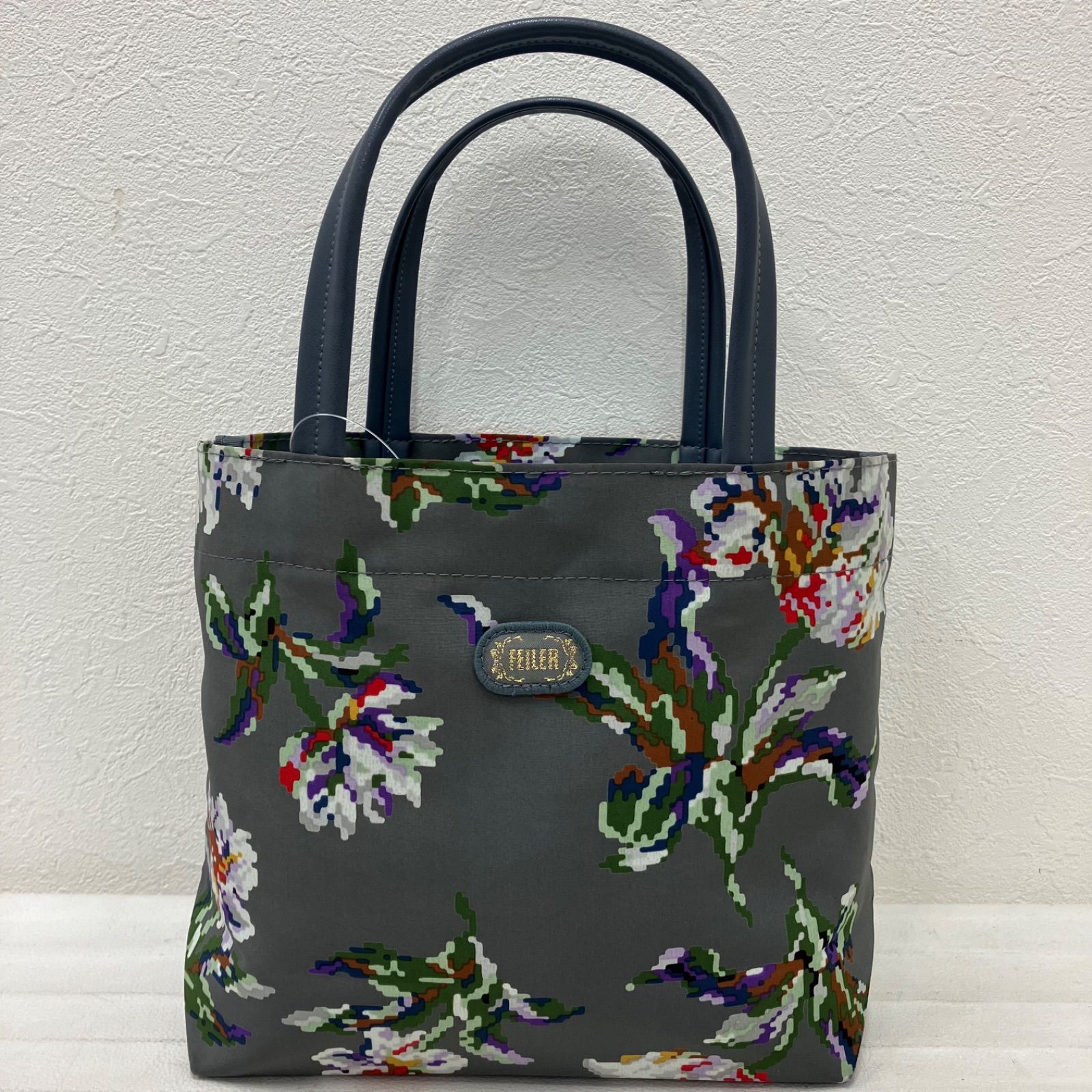8420 FEILER フェイラー ハンドバッグ ファイユ 花柄 グレー系 