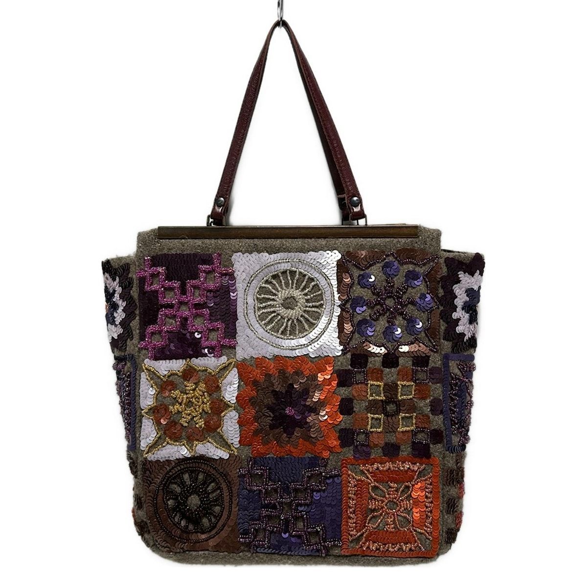 JAMIN PUECH(ジャマンピエッシェ) トートバッグ - グレー×オレンジ