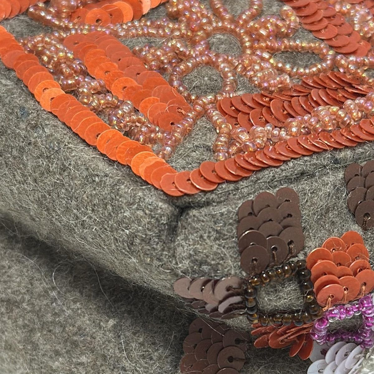 JAMIN PUECH(ジャマンピエッシェ) トートバッグ - グレー×オレンジ