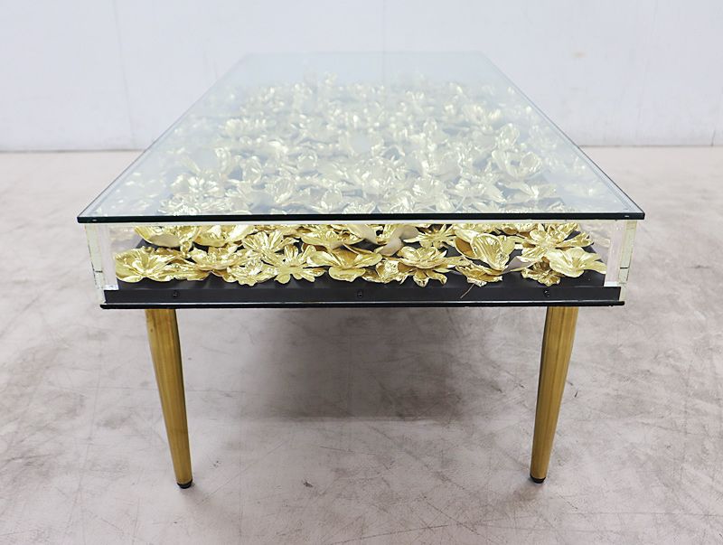 ◇KARE◇ カレ ゴールドフラワー ローテーブル/リビングテーブル