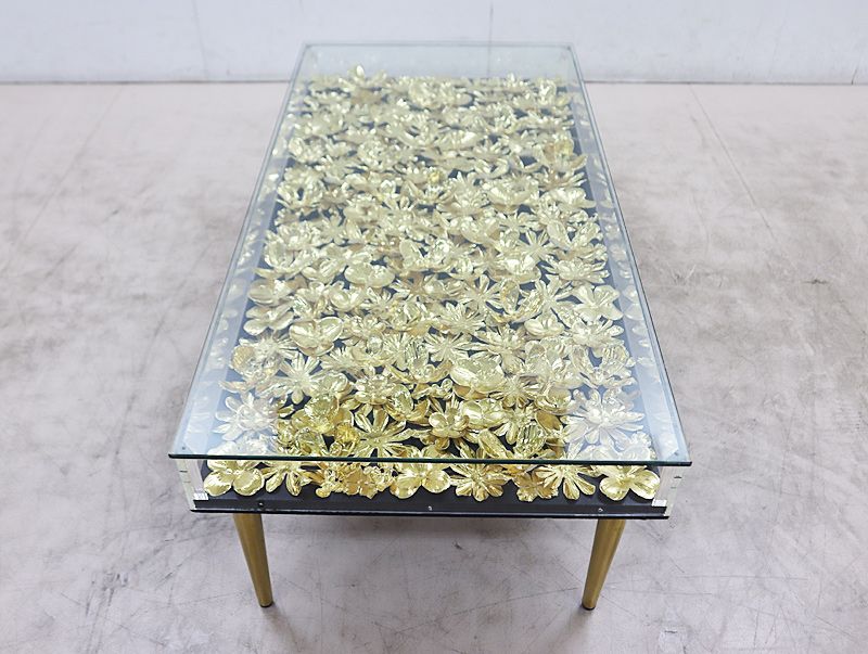 ◇KARE◇ カレ ゴールドフラワー ローテーブル/リビングテーブル