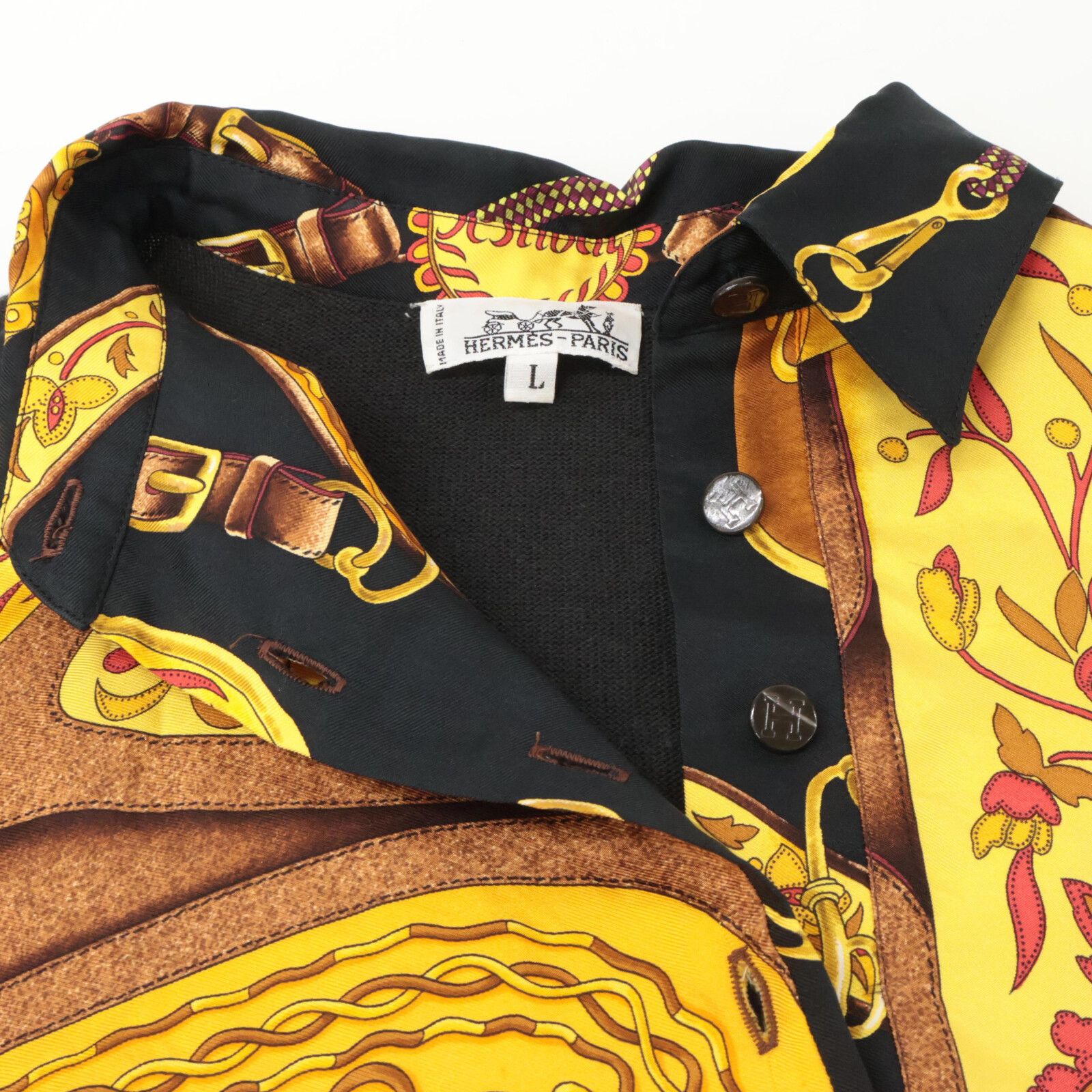 HERMES エルメス ニット カットソー ウール シルク 金ボタン 長袖 25061501.jpg