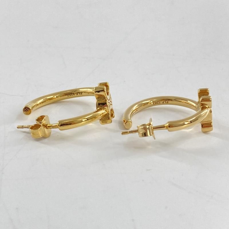 中古】CELINE アシンメトリックフープピアス トリオンフ ゴールド