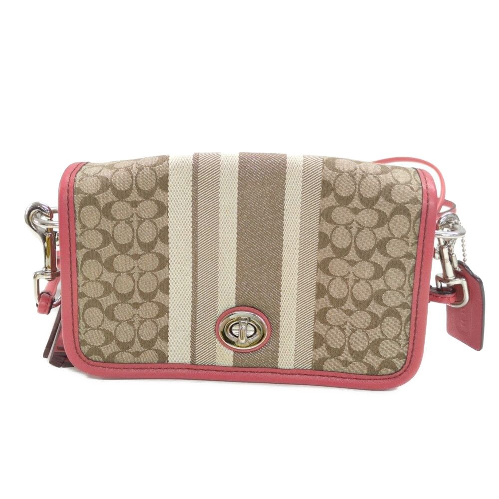 COACH ショルダーバッグ 限定値下げ) COACH コーチ シグネチャーストライプ・ショルダーバッグ