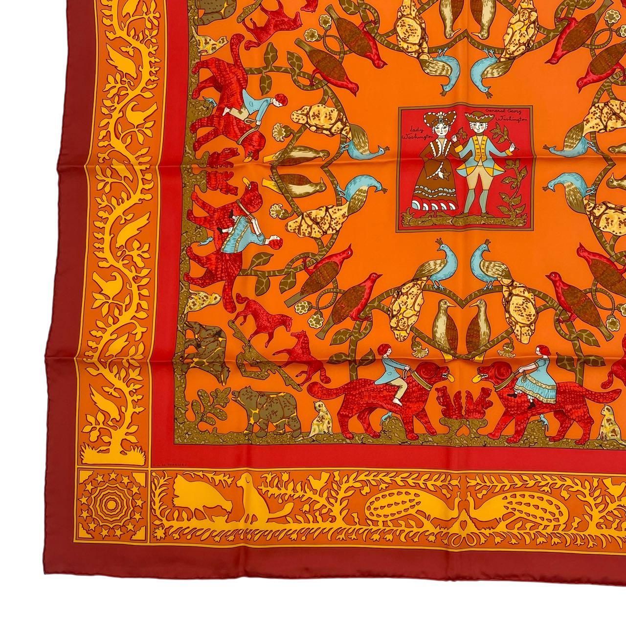 新品同様 HERMES エルメス カレ90 スカーフ シルク EARLY AMERICA 古き