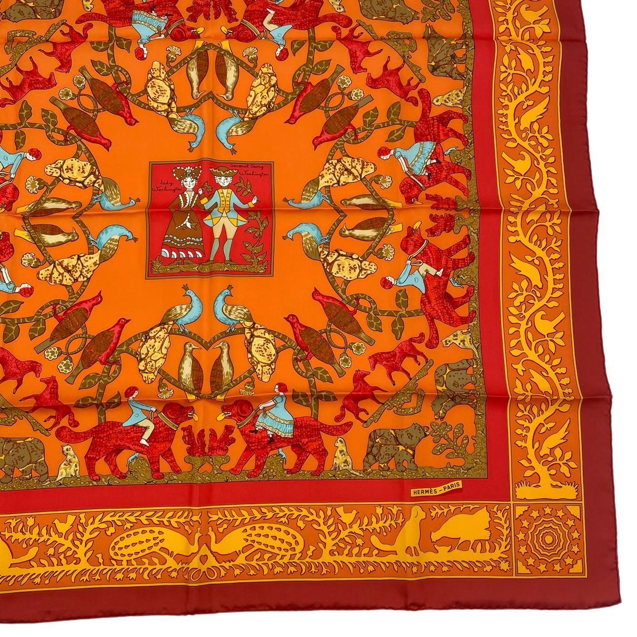 新品同様 HERMES エルメス カレ90 スカーフ シルク EARLY AMERICA 古き