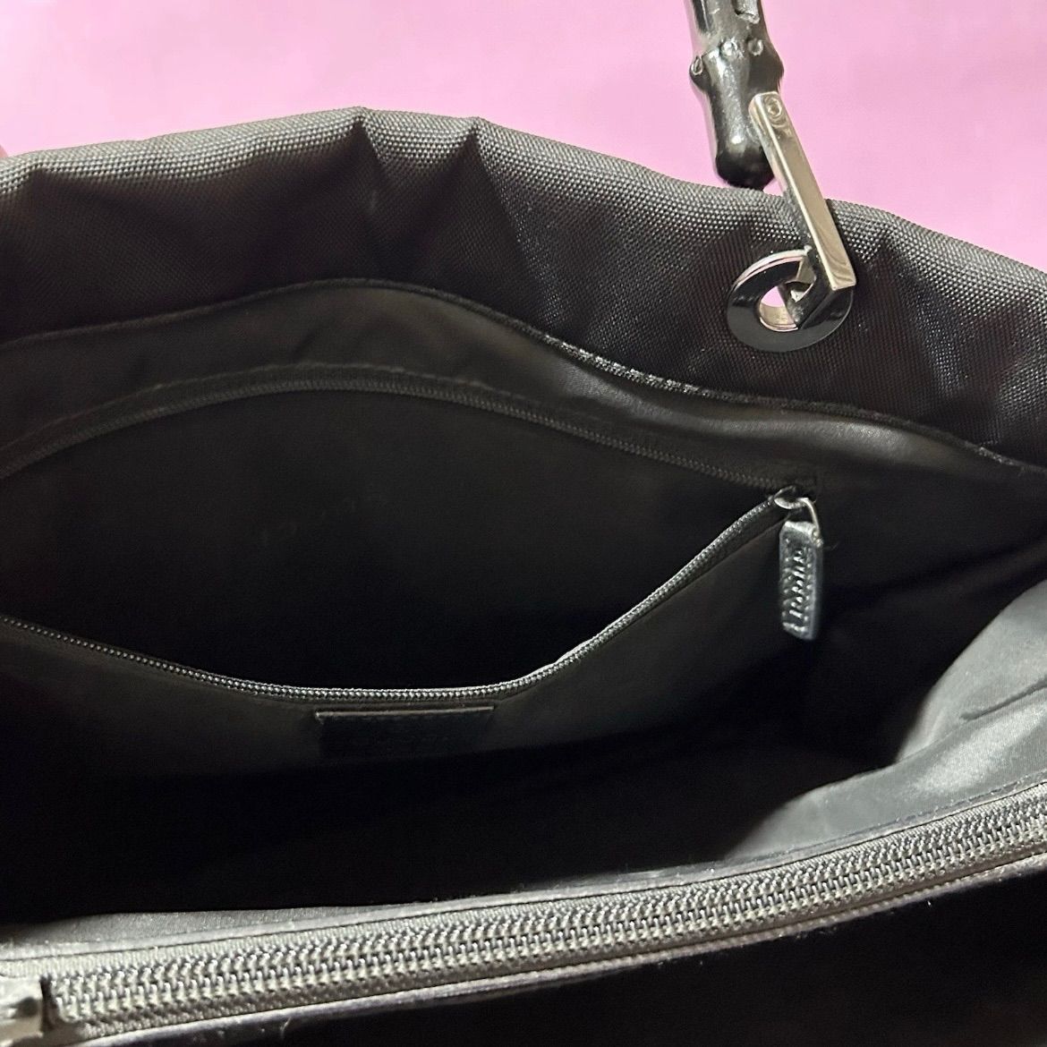 GUCCI ナイロン ハンドバッグ バンブー 002・1010・3444 ブラック  